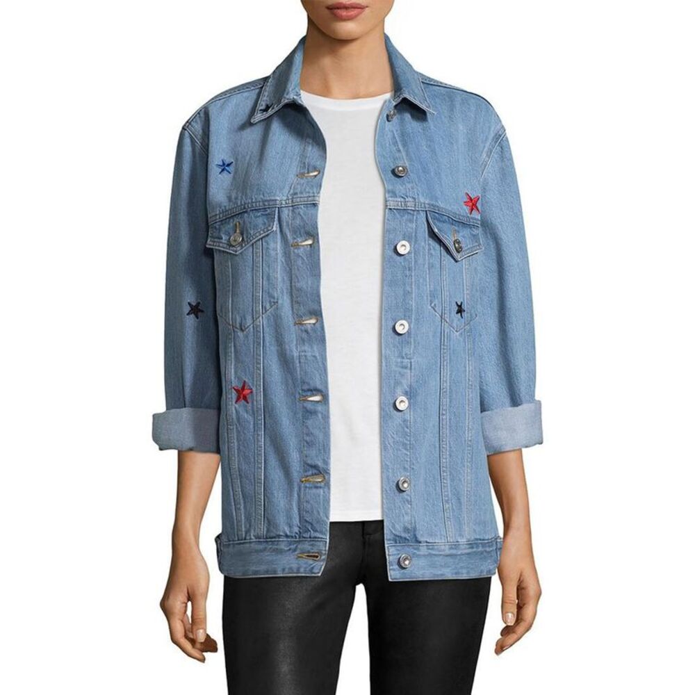 Etre Cecile Womens The Real Live Bunch From Paris Oversize Denim Jacket S Blue